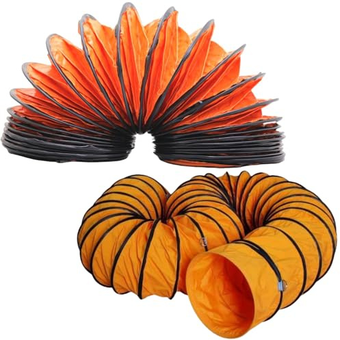 AirTech-UK Portable Flexible PVC Ducting 8 inches/ 200mm Air Transfer Hose 10 Meters Long for Portable Fan Heavy Duty, Fire Retardant, Strong