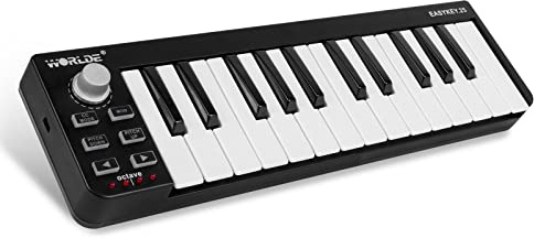 Midi Controller,lotmusic Worlde TUNA PANDA MINI 25 Keys Portable USB Keyboard with 8 RGB Backlit Colorful Drum Beat (EASYKEY.25, Black)