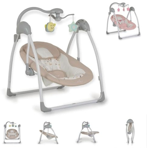 Cangaroo Babywippe elektrisch Jessica Spielbogen Musikfunktion Schaukelfunktion, Farbe:beige