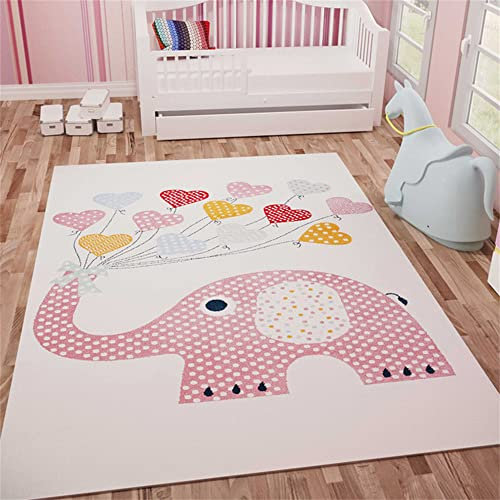 YATOLA Teppich Tier Kinderteppich Babyteppich Junge Mädchen Kinderzimmer Spielteppich Rutschfester Spielfreundlich Wohnzimmerteppich Flächenteppich Bettvorleger Schlafzimmer (Rosa, 40 x 60cm)