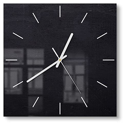 DEQORI Glasuhr | 30x30 cm | Motiv Gerahmte Kreidetafel | ausgefallene leise Design Uhr aus Glas | Wanduhr für Wohnzimmer & Küche | Moderne Hingucker Uhr für die Wand