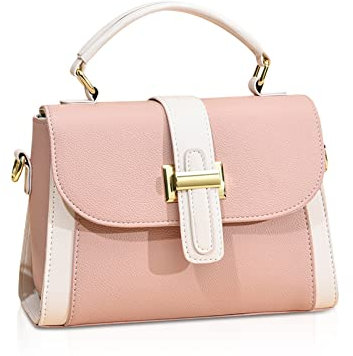 NICOLE & DORIS Kleine Handtasche Damen Mode Umhängetasche Elegant Schultertaschen PU Leder Satchel Handtasche Mehrfarbige Henkeltasche Mädchen Crossbody Bag Rosa