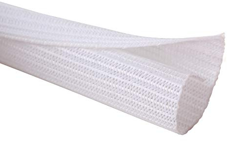 Alex Tech 6.6ft - 1.5 inch Cord Protector Wire Loom Tubing Cable Sleeve Split Sleeving for USB Cable Power Cord Audio Video Cable - Protect Cat from Chewing Cords - White