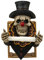 Totenkopf mit Zylinder & roter Clowns-Nase als Toilettenpapierhalter Toilettenrollenhalter aus Kunststein 22x31,5 cm