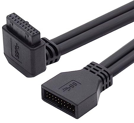 NFHK Down Angled USB 3.0 20Pin 19Pin Male to Female Extension 5Gbps Cable 90 Degree for Motherboard Mainboard