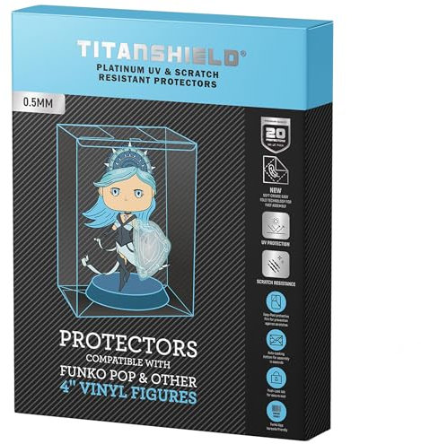 TitanShield 0.5mm Platinum UV and Scratch Resistant Pop Protectors Sleeve Case Compatible with Funko - 4 Inch Pop! Vinyl Figures (20 Count)