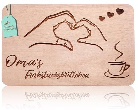 Frühstücksbrettchen oma geschenke | Brotzeitbrett mit Gravur “OMA'S FRÜHSTÜCKSBRETTCHEN” | Großmütter Geschenke Buchenholz | Geschenkidee ideal für Muttertag Geburtstags Weihnachten