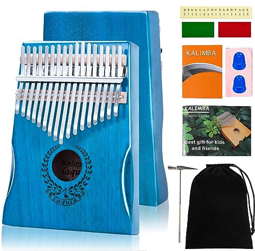Kalimba 17 Schlüssel Daumenklavier - Tragbares Mbira Sanza Finger Piano Professionelles Musikinstrument Marimbaphone mit Lernanleitung, Stimmhammer für Kinder Erwachsene Anfänger