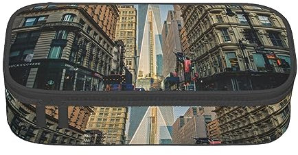 ASEELO Federmäppchen Wikinger-Boot, großes Federmäppchen für Kinder, Damen, Herren, Schule, Büro, Streets of New York City, pencil case, Beauty Case