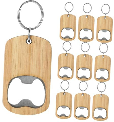 OATIPHO Lot de 10 porte-clés en bois décapsuleur portable pour les fêtes Léger et compact Créatif pour les amateurs de boissons à la maison et en déplacement
