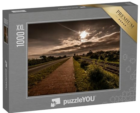 Puzzle 1000 Teile XXL „Malerischer Blick auf Schienen und Straße in Borkum“ – aus der Puzzle-Kollektion Borkum