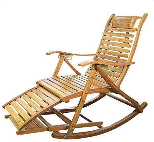 Campingstühle, Gartenliegen, Klappstuhl, Bambus-Liegestuhl, klappbarer Schaukelstuhl – Balkon-Home-Lounge-Stuhl, verstellbare Rückenlehne, Seniorenstuhl, tragbare Sonnenliege im Freien (A) hopeful