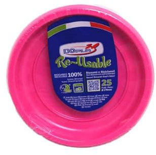 TEKHOME Piatti Plastica frutta,25/50/75/100/125/150 Pezzi piatti plastica colorati lavabili e riutilizzabili Rotondi per Compleanno,Festa, Matrimonio,Fai da Te Fatti a Mano (FUCSIA, 75)