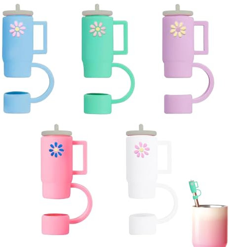 5 PCS Straw Cover Straw Cover Cap Straw Topper Colourful Cup Straw Toppers Portable Reusable Dust-Proof Straw Tips Dust-Proof Accessories Perfect for Outdoor Party