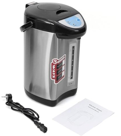 4 Liter Heiß- und Kaltwasserspender, multifunktionale Wasserstation, Warmwasserspender, Teekessel, Weinwärmer, Edelstahl, Schwarz