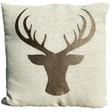 CONCORD HOME & INTERIOR Deko Kissen mit Hirsch Motiv | beige braun | Sofakissen mit Inlett | 45x45 cm