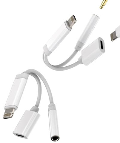 Adattatore jack audio da Lightning a AUX (2 pezzi) per iPhone 3,5 mm jack splitter e ricarica jack 2 in 1 per Apple Auto Headphone Cavo di ricarica cavo per cuffie iPad