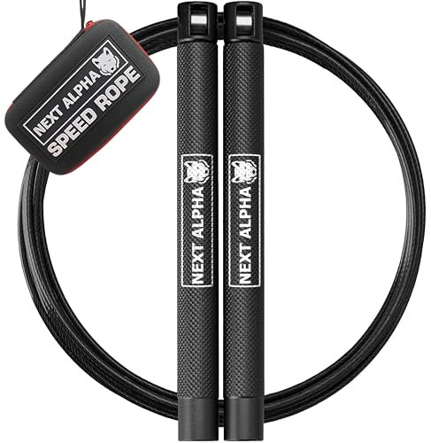 Next Alpha Speed Rope - Springseil Erwachsene Fitness - Crossfit Equipment & Boxing Equipment (Schwarz)
