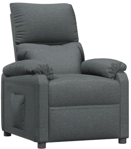 vidaXL Relaxsessel, Sessel mit manueller Liegefunktion, Relaxstuhl mit dick gepolsterter Sitzfläche, Fernsehsessel Liegesessel Ruhesessel, Dunkelgrau Stoff