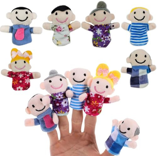 6 Pieces Finger Puppets for Toddlers, Cute Soft Doll Props Figures, Novelty Toys Gift for Kids, Family Hand Puppet Dolls, Character Puppets