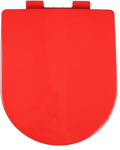Toilet lidD Shaped Soft Close Toilet Seat with Quick Release, Top Fixing Toilet Seats with Adjustable Hinges, Colored D Shape/U Shape Toilet Lid Loo Seat(Red)