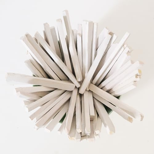 BeYOUtiholics 50 matite in ardesia bianca, tagliate da pietra naturale, per scrivere, rimuovere il terreno, commestibili, calcarei, bastoncini di gesso per pica, confezione a 3 strati