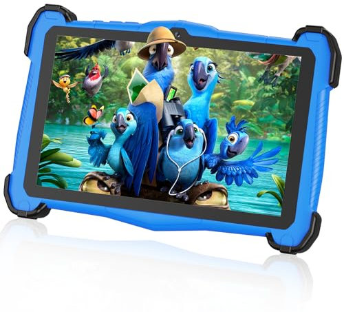 EagleSoar Kinder Tablet 10 Zoll, Android 14 mit Octa-Core-Prozessor für Kinder im Alter von 3-12 Jahren, 10GB RAM + 64GB ROM, mit Lernsoftware für Kinder und Kindersicherung (Blau)