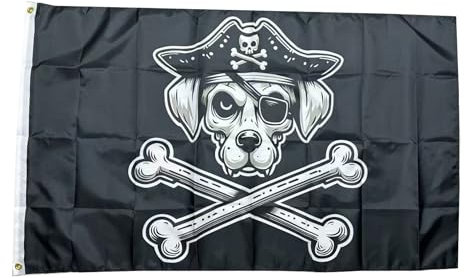 Stormflag Bandiera pirata 90 cm x 150 cm con teschio bandiera pirata bianco e nero classico divertente arazzo 90 g poliestere 90 g con occhielli e doppia cucitura, decorazione per interni ed esterni