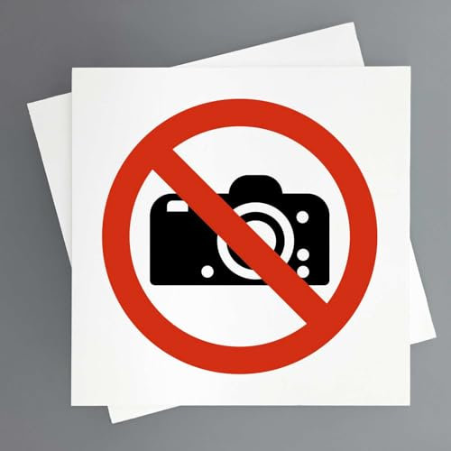 Verbotenes Schild zum Fotografieren, 2 Stück, 19 x 19 cm, nicht erlaubt, Fotos zu machen (Fotos verboten)