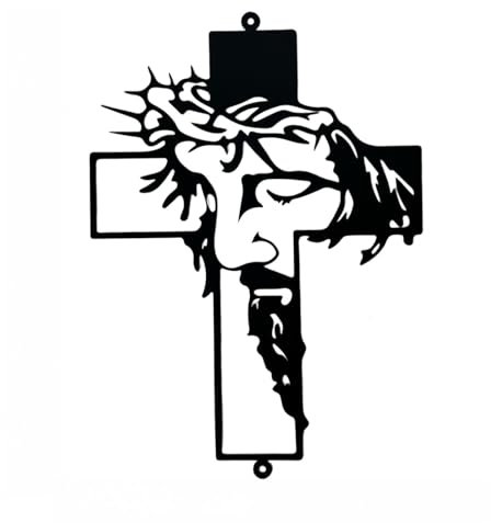 VALINSKY Kreuz, Metall-Wandkunst, christliches Kreuz, Herz, Metall-Wandschild, Christentum, Glaube, Metall zum Aufhängen, religiöses Wandschild für Zuhause, Wohnzimmer, Schlafzimmer, Kirche