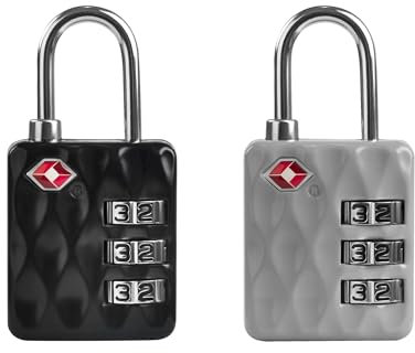 UP Security Gepäckschlösser, TSA-genehmigt, Kombi-Schloss für Spind im Fitnessstudio, 3-stelliges Zahlenschloss, kleines Vorhängeschloss für den Außenbereich, Reisekoffer, Waffenkoffer