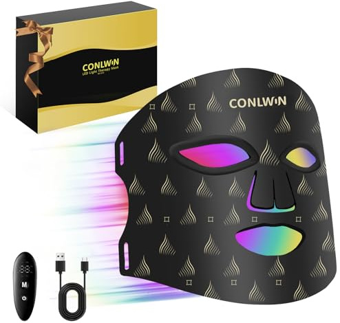 CONLWIN - Red Light Therapy Mask for Face 8 Modes, Ultra Light Red Light Mask with 850nm Near Infrared, 2000mAh Rechargeable Portable LED Light Therapy with Timer for