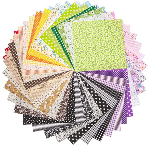Bofanze 70 Pezzi Tessuti Stampati Cotone 20×20cm Moltitudine di Motivi Tessuti Patchwork Floreale Quadrati Cotone Stoffe Trapuntatura Stoffa Patchwork per Artigianato DIY Processo di cucito
