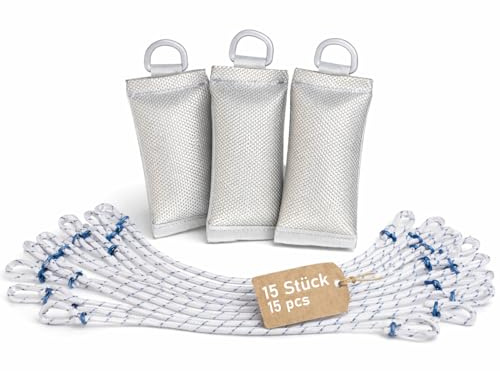FLAGLY Premium Fahnen und Flaggen Befestigung Set - 3X Fahnengewichte 400 Gramm + 15x klapperfreie Fahnenschlingen, Fahnenmast Zubehör