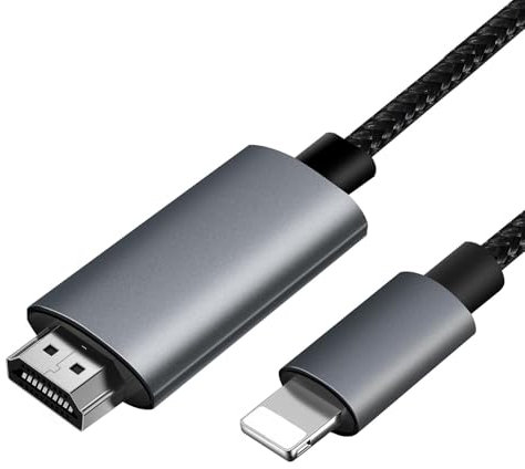 Effdrdfs HDMI Câble für iPhone- HDMI Konverter Câble für iPhone, 2m Telefon/Pad zu TV Câble Kompatibel mit i-Phone 14/12/11,X,8,7,6,5 und i-Pad Geräten, High Definition 1080P@60Hz