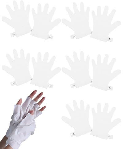 BARRU 5 Paires de Gants Masques Hydratants - pour Mains Sèches, Vieillissantes & Gercées - Idéal pour Nourrir et Protéger,Convient pour le nail art, évite le bronzage sous les rayons UV(sans liquide)
