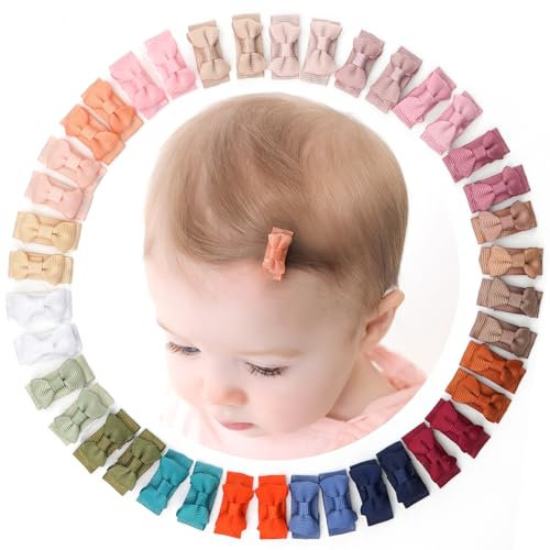 JOYOYO 40 lazos para el pelo para bebé, artesanías, tamaño pequeño, 2,8 cm, pequeños clips especiales para recién nacidos, cabello fino