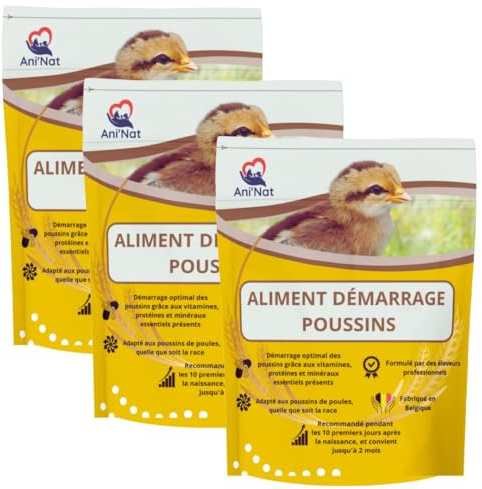 AniNat Kükenfutter, Erstlingsnahrung mit Vitaminen, Proteinen, Mineralien und ätherischen Ölen. Ohne Antibiotika und OHNE GENTECHNIK. Geeignet ab der Geburt. (3 x 1,8kg)