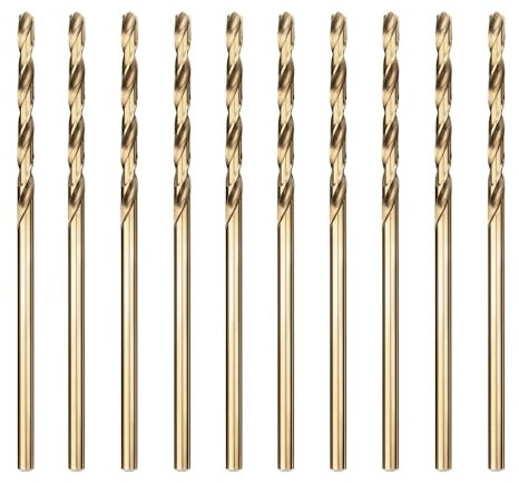 luwiscook HSS 5% Cobalt Jobber Drill Bit Set, 2.5mm 10pcs M35 Twist Drill Bits, 118° for Stainless Steel, Hard Metals, Cast Iron, Aluminium and Copper, Stored in A Plastic Box