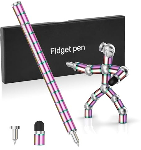 OSDUE Fidget Pen, Magnetischer Kugelschreiber Magnet Stift Stressabbau Druckkugelschreiber Lustig Multifunktions Magnetstift Coole Sachen Geschenke (Bunt B)