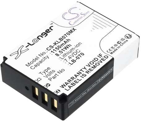 TECHTEK Battery 1150mAh compatible with [Kodak] Pixpro AZ651, Pixpro AZ651 Astro Zoom, AZ652, PIXPRO AZ901, PIXPRO S-1, S1 replaces LB-070