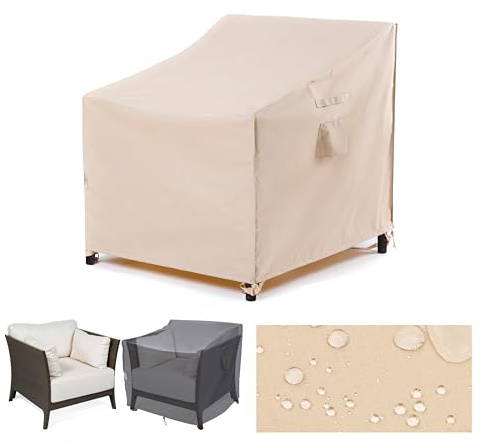 F&J Outdoors Abdeckung Gartenstühle Wasserdicht 89x99x66/91cm Reißfest | Adirondack Stuhlbezug für Terrassen Lounge Sessel Möbelbezüge für Rattan Sofabezüge Beige geeignet für Winter und Sommer