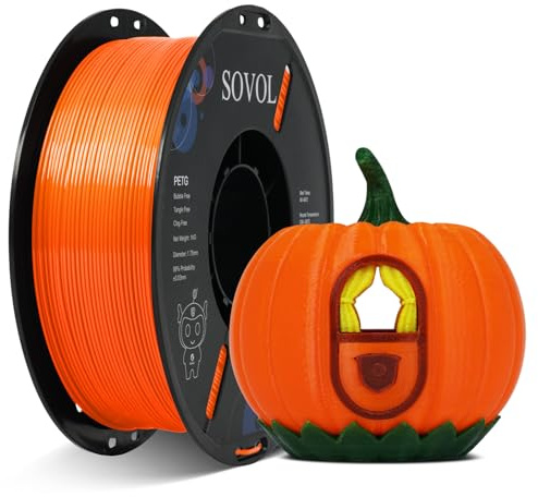 Sovol 3D-Drucker PETG-Filament 1,75 mm 1 kg, Orange | Hohe Präzision, hohe Reißfestigkeit, feste Verdrahtung, Maßgenauigkeit +/- 0,03 mm, 3D-Druck-PETG-Filamente