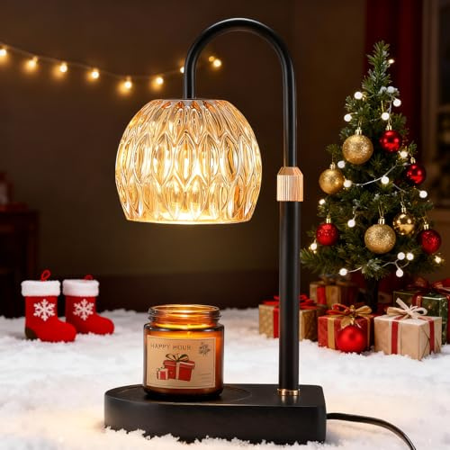 Adewalk Kerzenwärmer Lampe Candle Warmer mit Timer & Dimmer - Höhenverstellbare Kerzenlampe, 2X 50W Birnen, Duftkerzenwärmer für Glaskerzen, Flammenlos & Sicher, Home Dekor, Schwarz