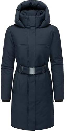 Navahoo Damen Wintermantel warmer Parka mit Gürtel und gefütterter Kapuze Gipfelspass XIV XS-5XL