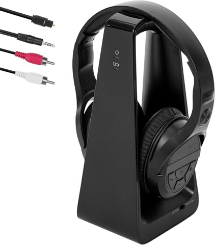 Cuffie TV senza fili con base di ricarica, cuffie senza fili per guardare la TV, grandi pulsanti di controllo del volume e amplificazione del suono per le persone anziane, cuffie leggere e comode