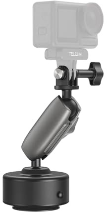 TELESIN Soporte de coche eléctrico con ventosa para cámara de acción | Brazo ajustable 360°, parabrisas y salpicadero para DJI Action 6 5 4, GoPro Hero 13-5, Insta360 X5/X4