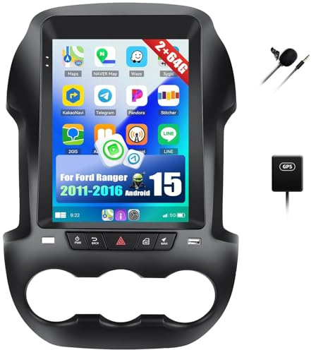 CAMECHO 2G+64G Android 15 Autoradio für Ford Ranger PX 2011-2015, mit Carplay Wireless Android Auto,9,7 Zoll Auto Radio IPS Touch Display mit Navi RDS/FM Mirror Link Bluetooth EQ SWC USB+CANBUS