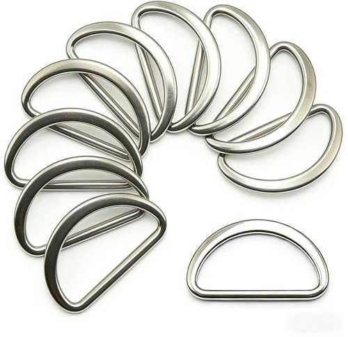 Soiftra D Ringe 40mm 10er Set, Flache D-Ringe aus Metall in Golden Rostoptik für Taschen, Rucksäcke, Gürtel und Lederarbeiten