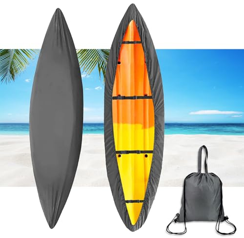 Kayak Cover Canoe Storage Dust Cover Waterproof Durable UV Resistant Cover Outdoor Kayak Storage Dust Cover for Fishing Boats, Kayaks and Paddleboards（3.1-3.5m/10.2-11.4ft）